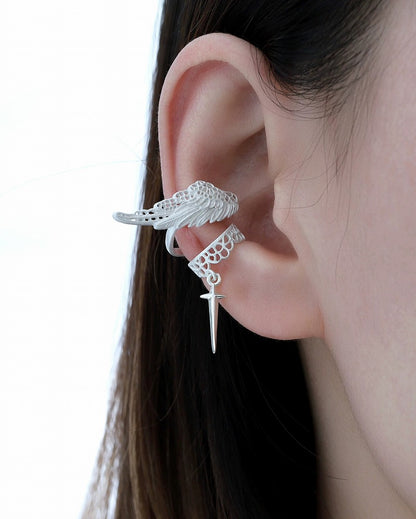Basic Angel Wing Feather Asymmetrical Earrings