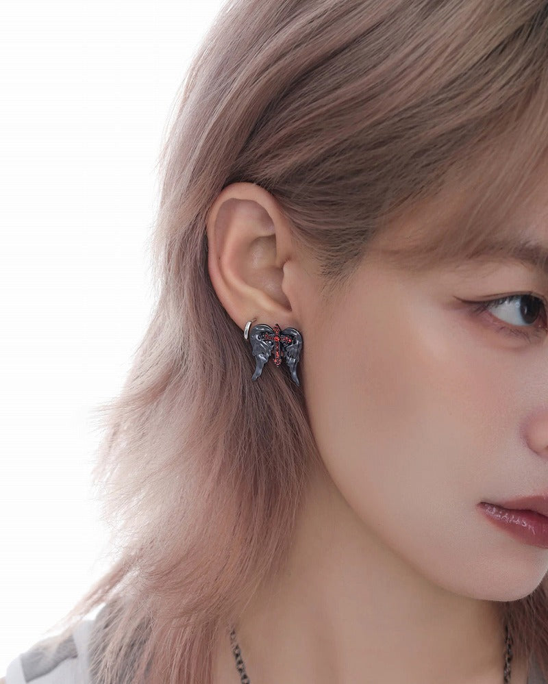 Crimson Wings Cross Earrings 01