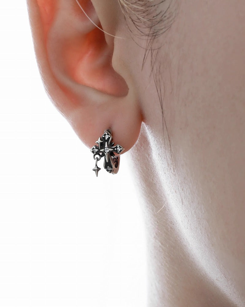 Distressed Iris Cross Tassel  Earrings