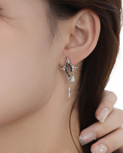 Aurora Four-Pointed Star Asymmetrical Earrings