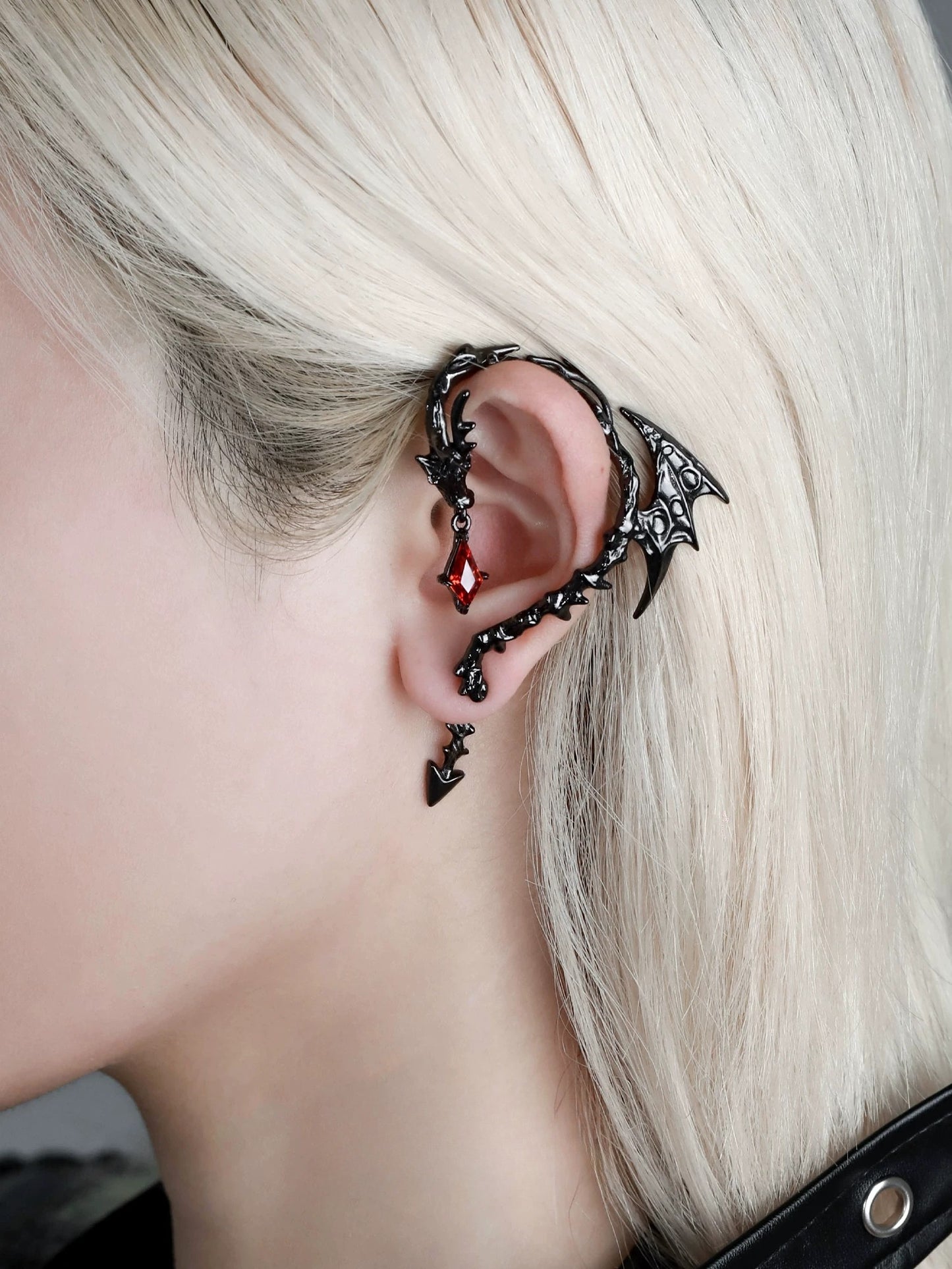 Flame Hell Dragon Bone Earrings