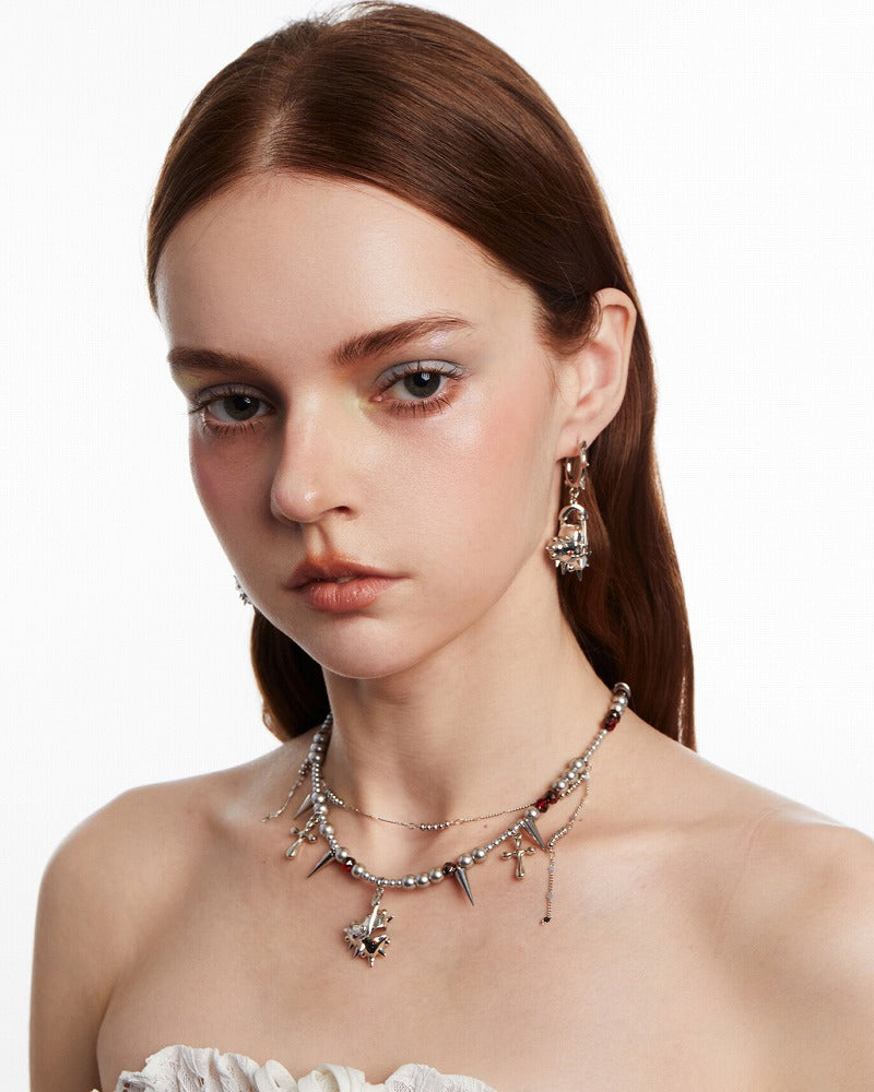 Heart Spike Cross Necklace