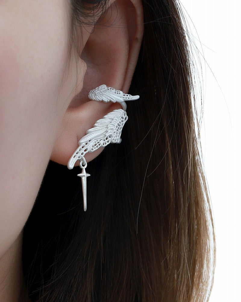 Basic Angel Wing Feather Asymmetrical Earrings