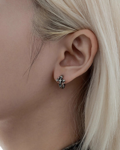 Distressed Iris Cross Tassel  Earrings