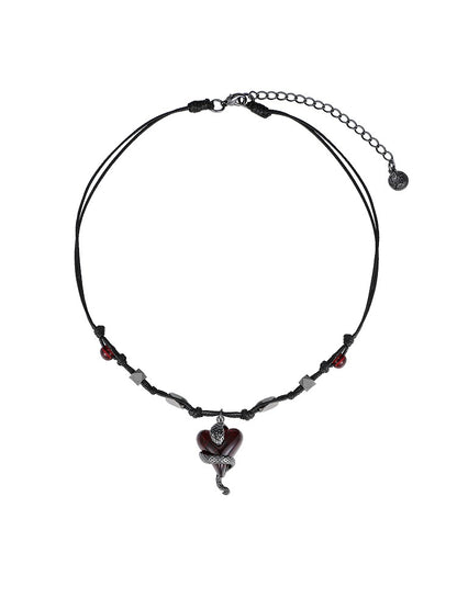 Wine Red Love Snake Necklace