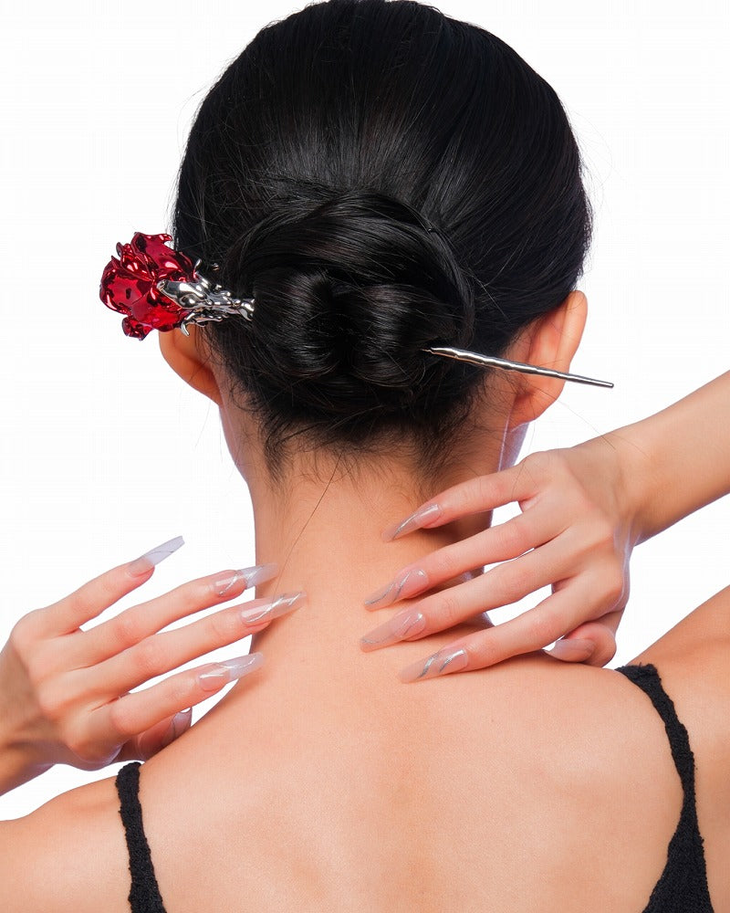Red Face Rose Hairpin
