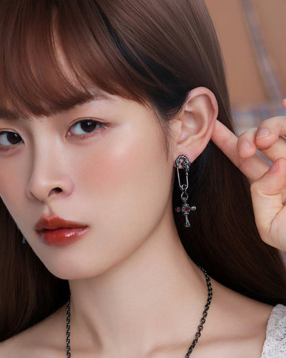 Dark Night Holy Cross Earrings