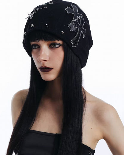 Cross Rivet Knit Hat