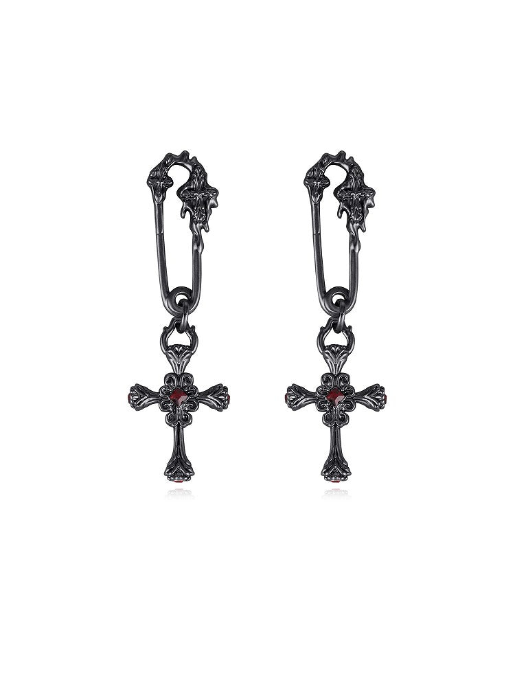 Dark Night Holy Cross Earrings