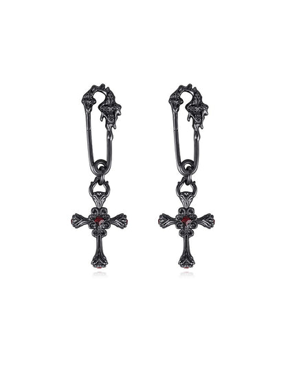Dark Night Holy Cross Earrings