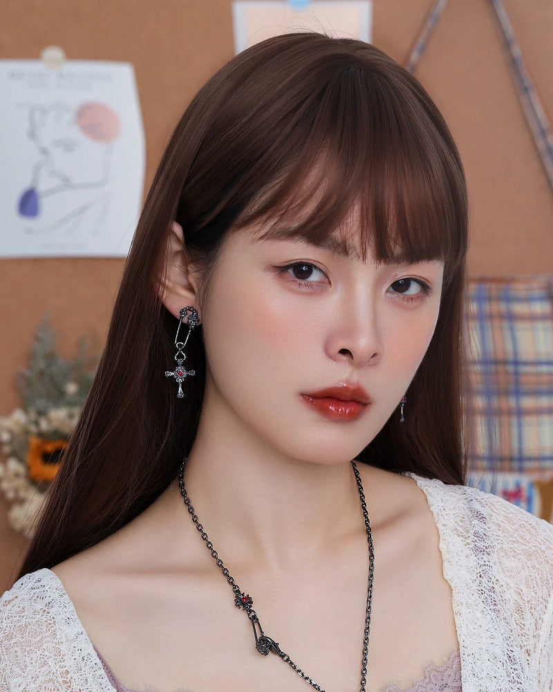 Dark Night Holy Cross Earrings
