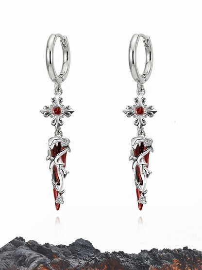 Basic Cross Iris & Thorn Earrings