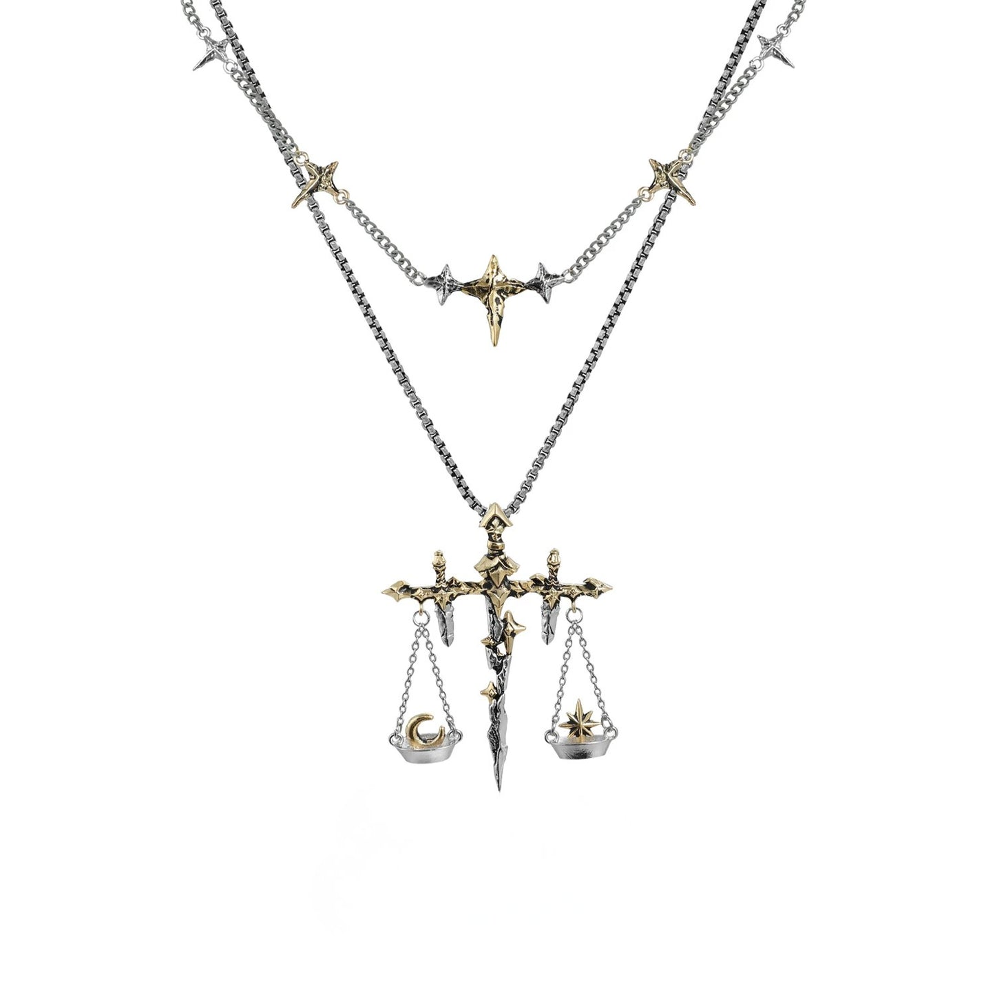 Knight Sword Double-Layer Necklace