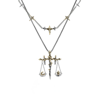 Knight Sword Double-Layer Necklace