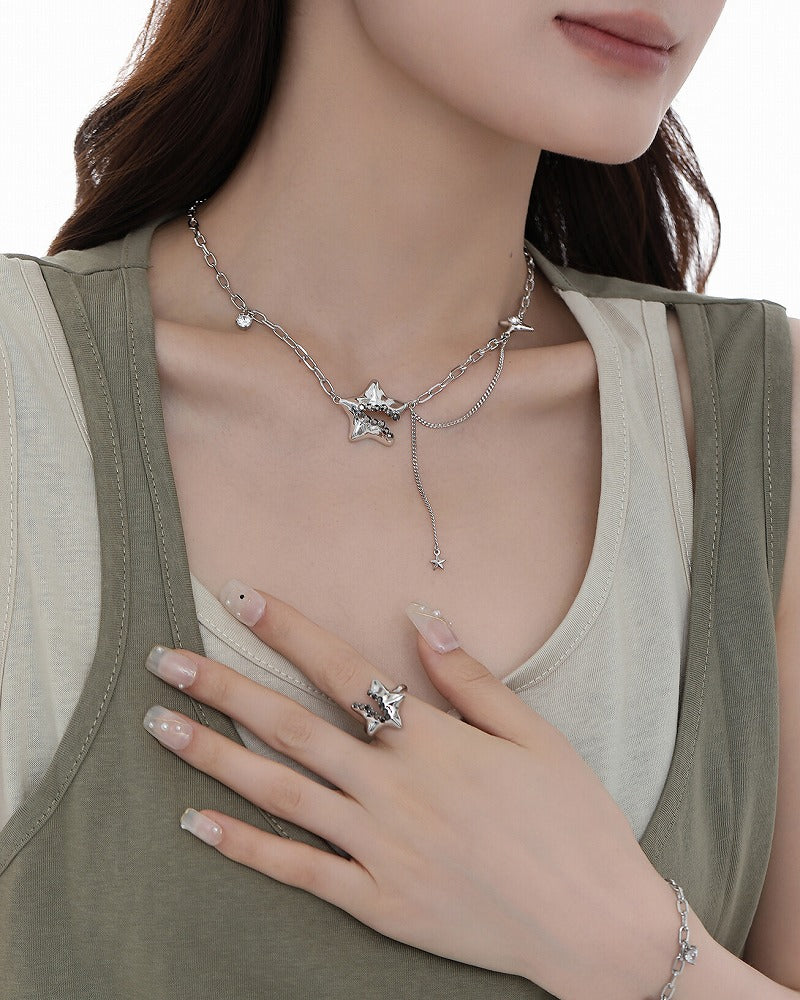 Aurora Pentagram Star Tassel Necklace