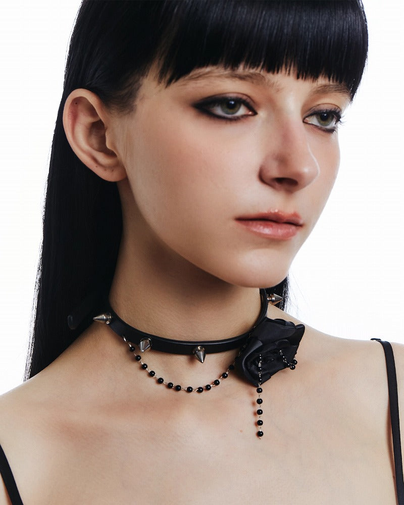 Thorn Rose Black Tassel Choker