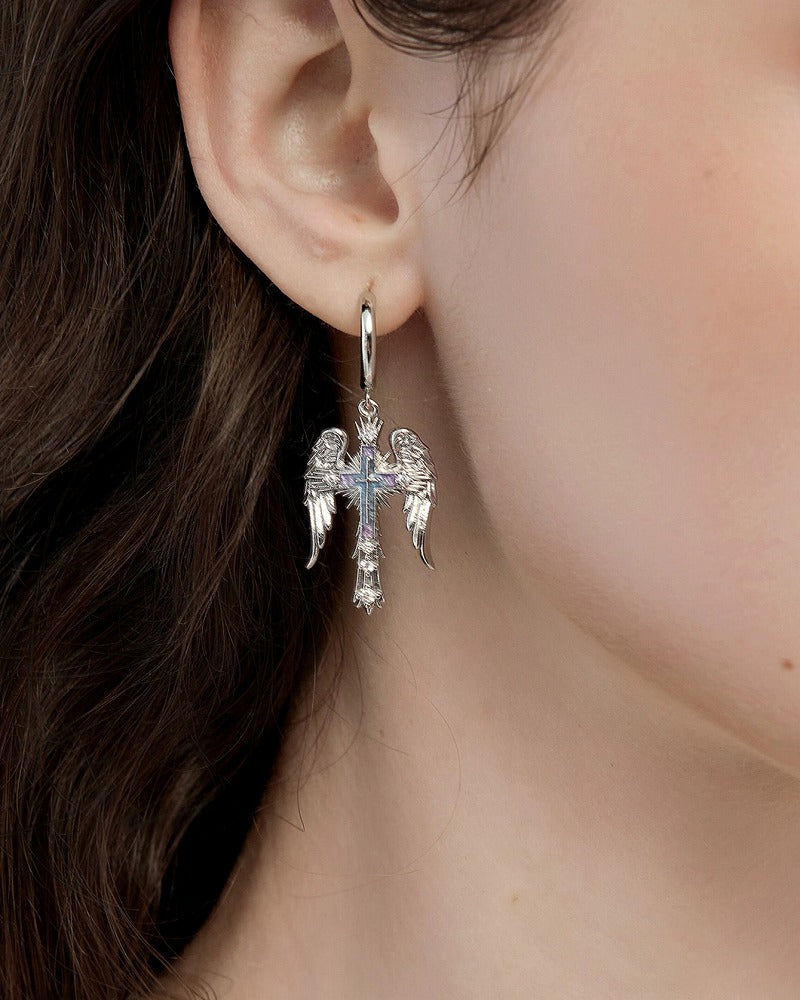 Sacred Contract Cross & Wing Earrings