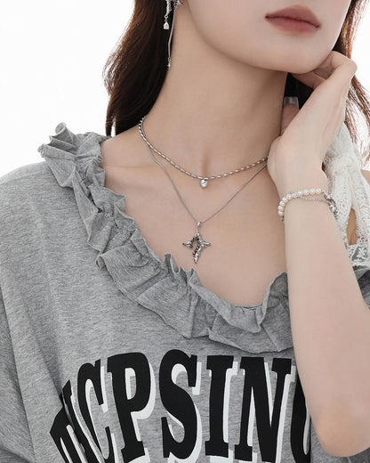 Aurora Four-Pointed Star Layer Necklace