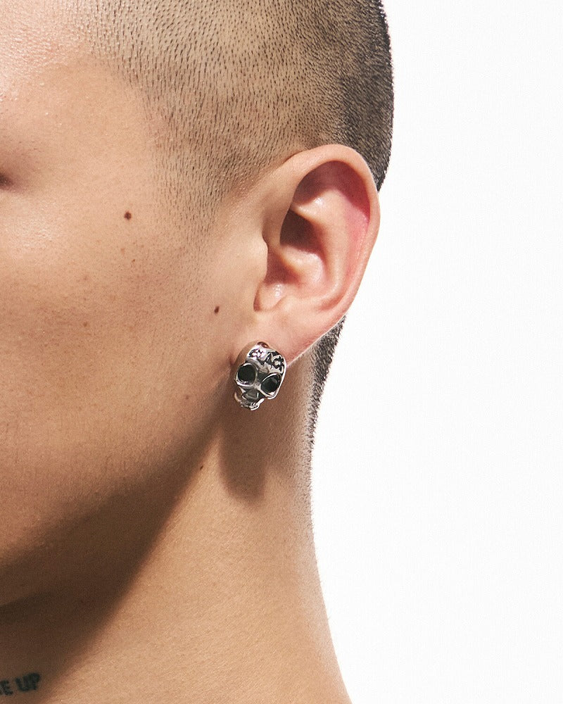 Deep Sea Echo Skull Black Earrings 02