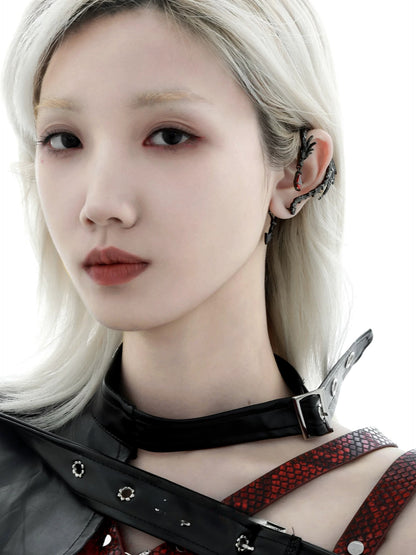 Flame Hell Dragon Bone Earrings