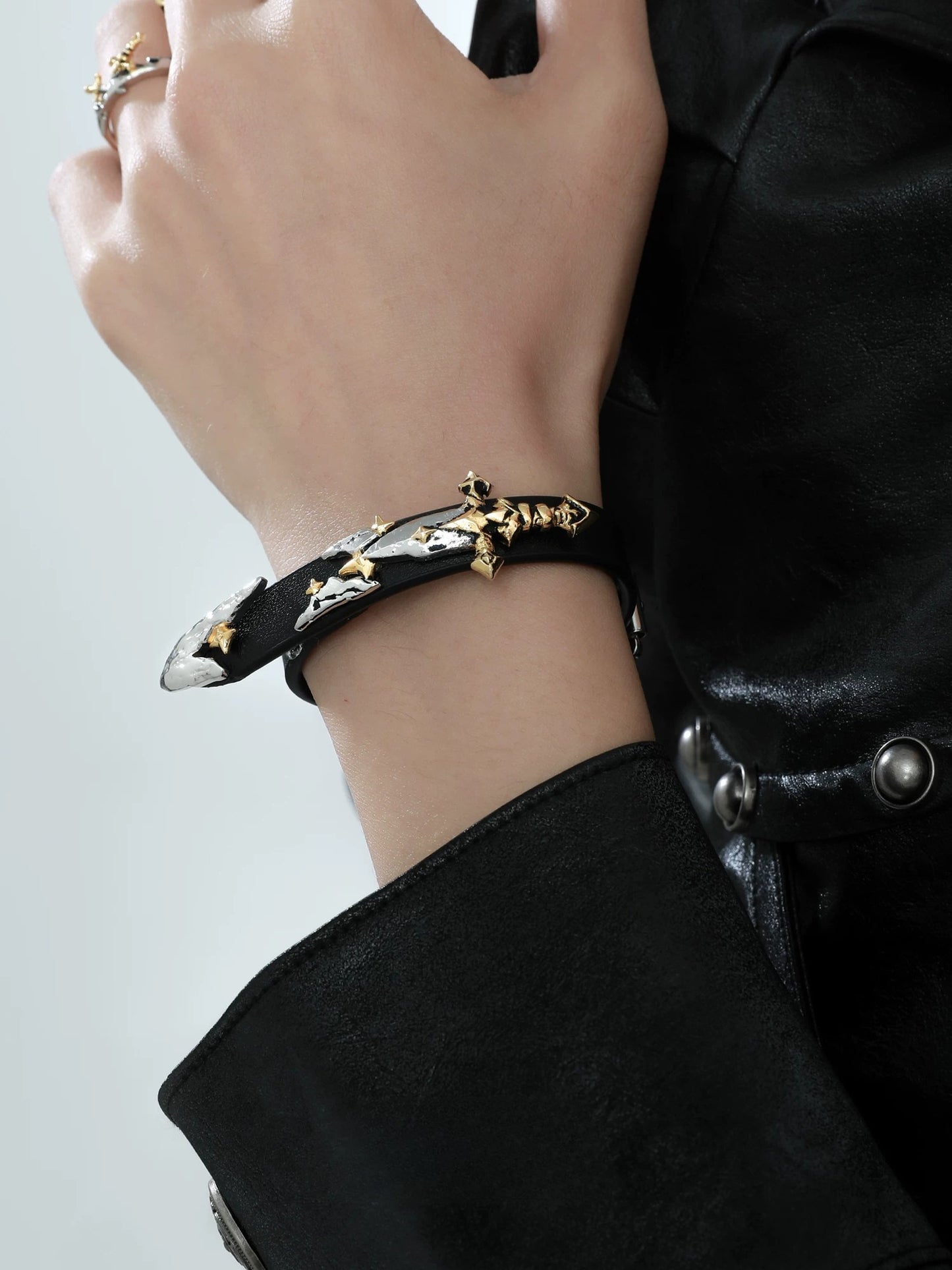 Knight Sword Leather Bracelet