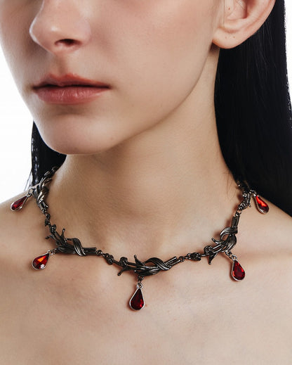 Thorn Rose Blood Moon Necklace