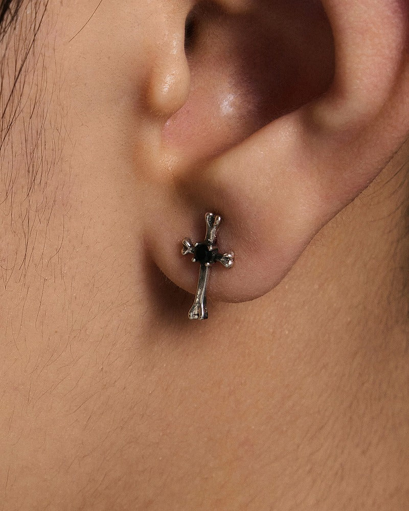 Mini Punk Bone Cross Earrings