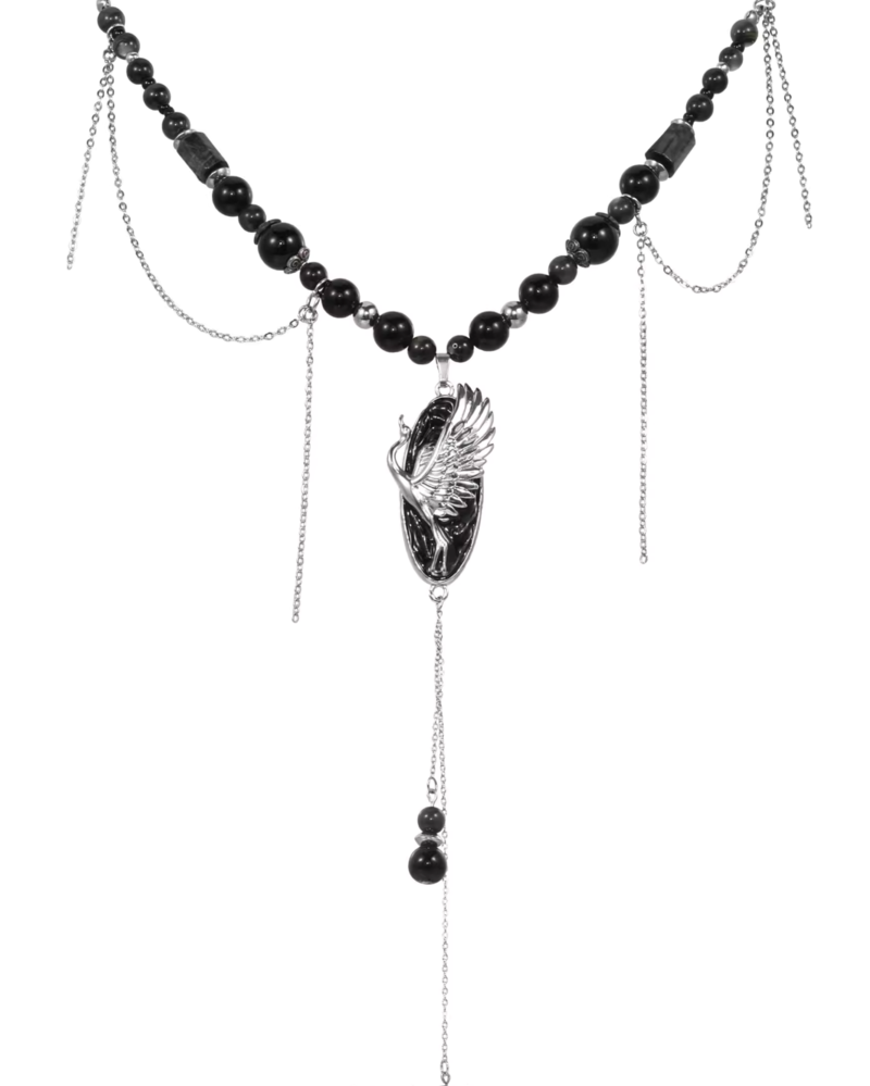Floating Crane Tassel Necklace