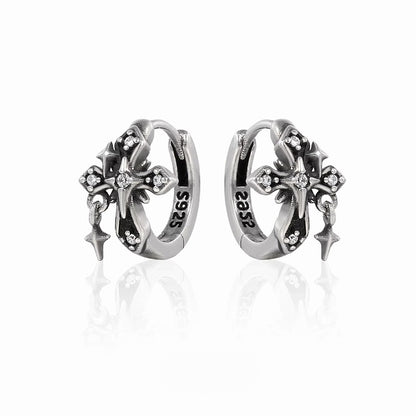 Distressed Iris Cross Tassel  Earrings