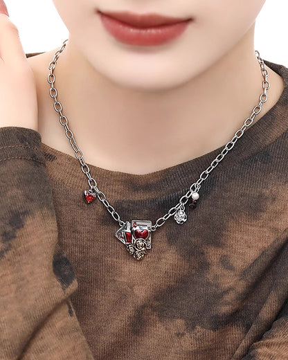 Playing Card Rose Necklace