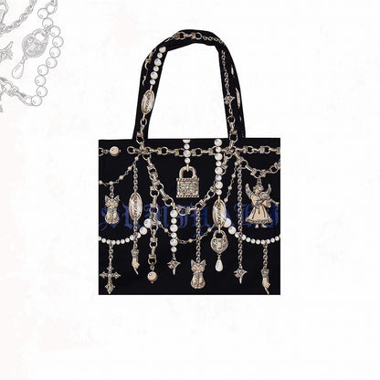 Chain Lock Print Tote Handbag