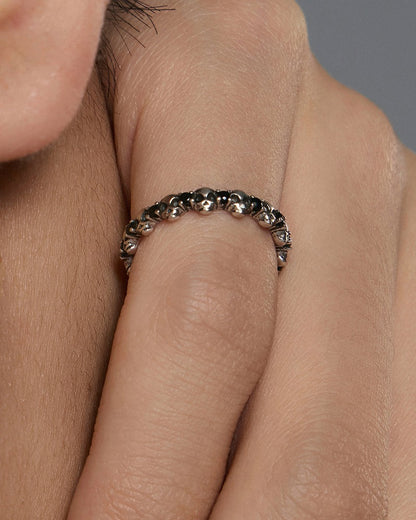 Mini Punk Skull Black Ring