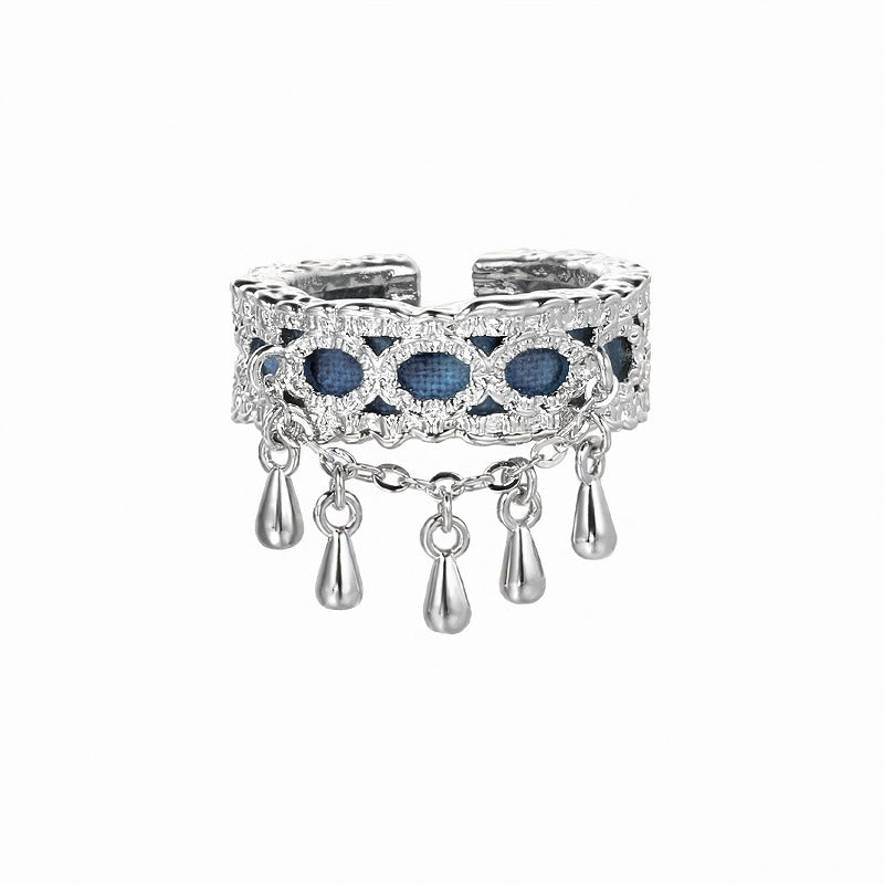 NG 1STXULIE "Miao" sterling silver ring, niche design new Chinese Miao women's jewelry, 925 open index finger ring