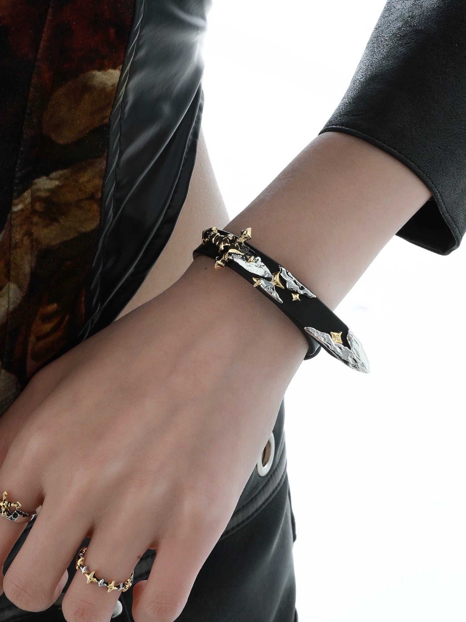 Knight Sword Leather Bracelet