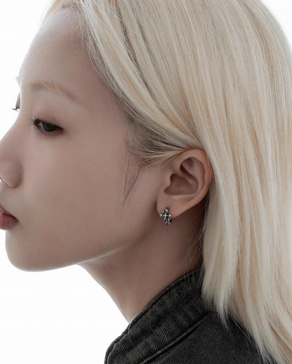 Distressed Iris Cross Tassel  Earrings