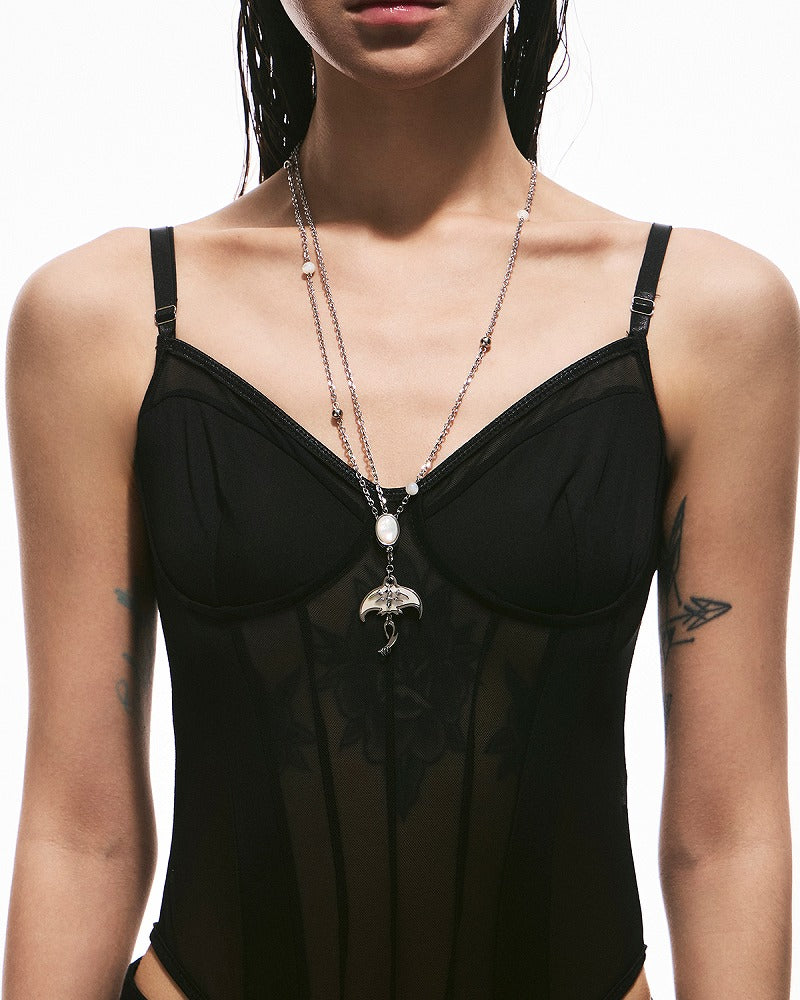 Deep Sea Echo Fritillary Manta Necklace