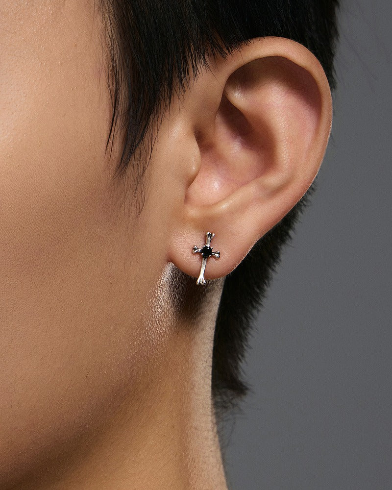 Mini Punk Bone Cross Earrings