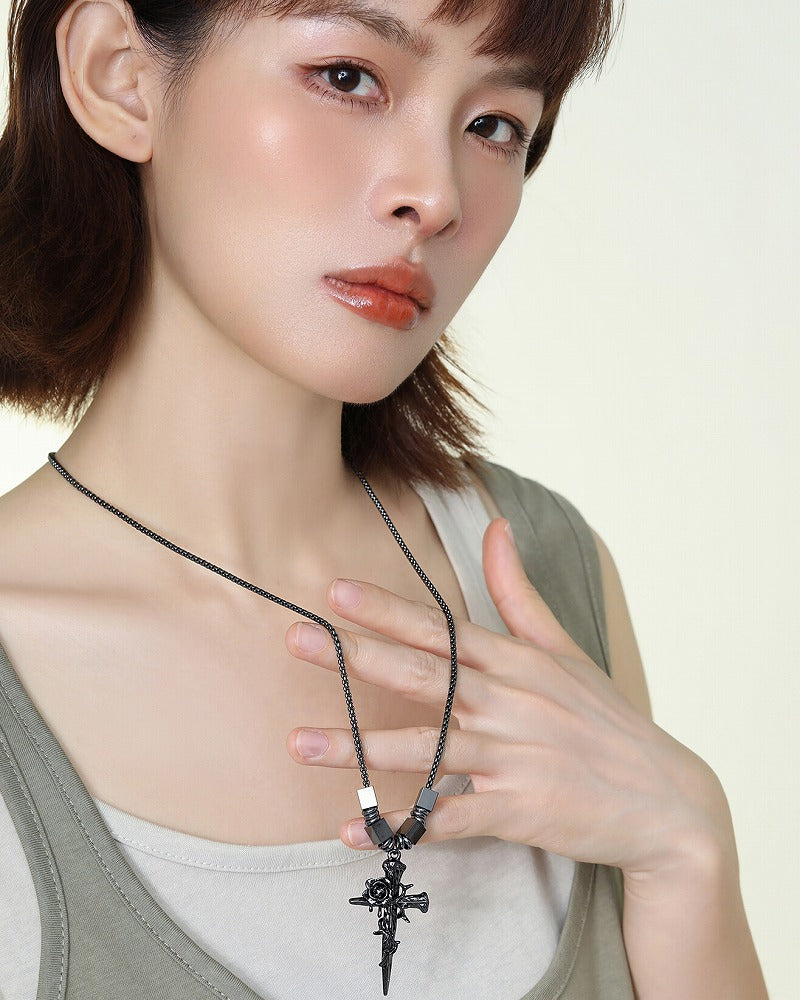 Rose Thorn Cross Necklace