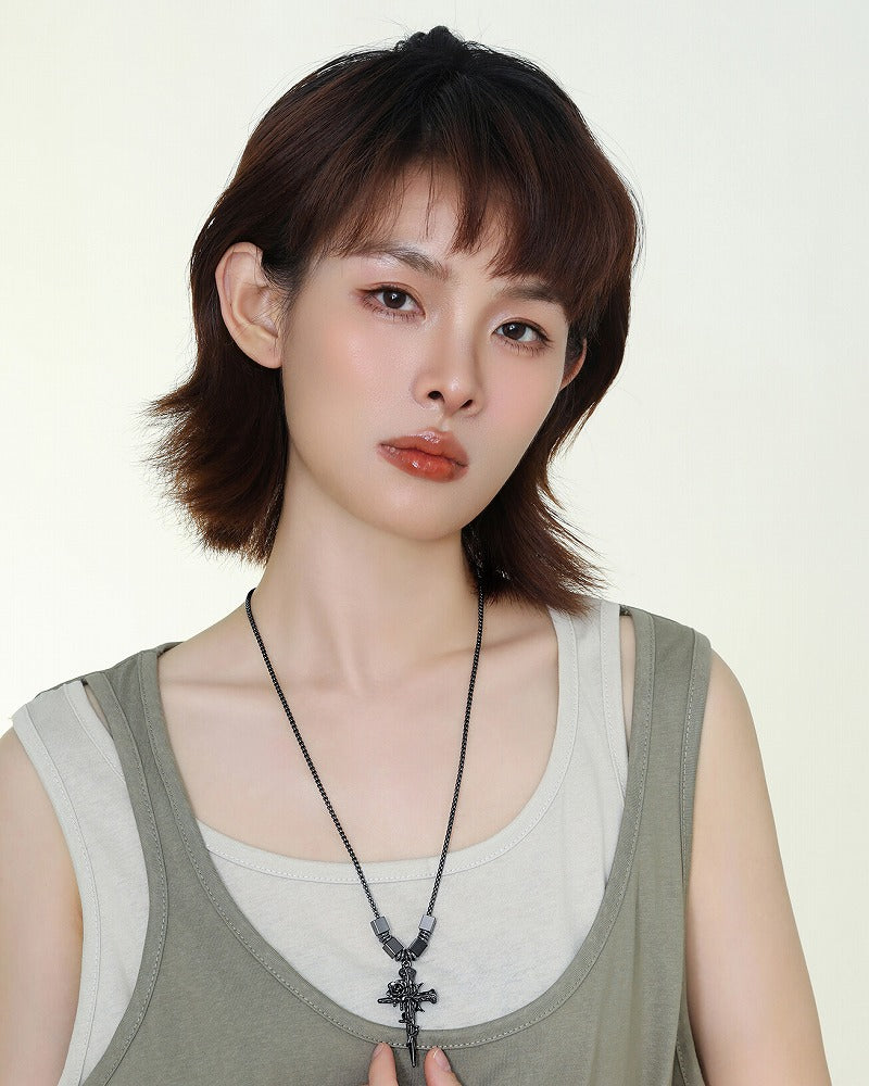 Rose Thorn Cross Necklace