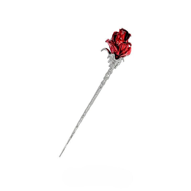 Red Face Rose Hairpin