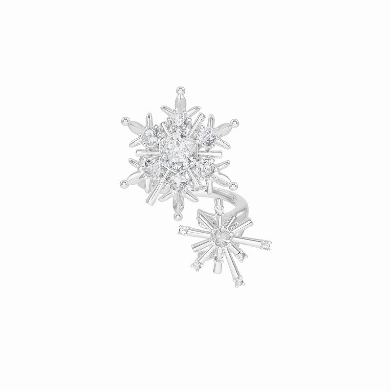 Winter Love Song Snowflake Open Ring