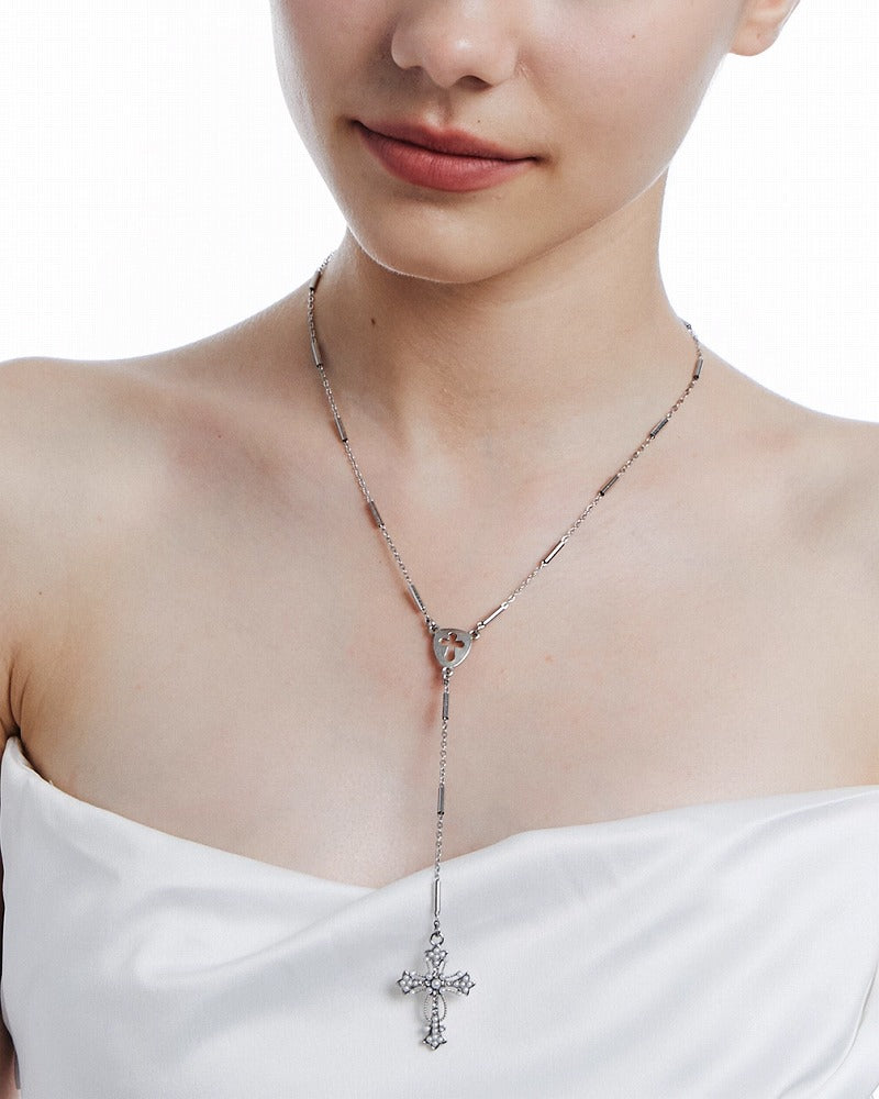Venus Cross Tassel  Necklace