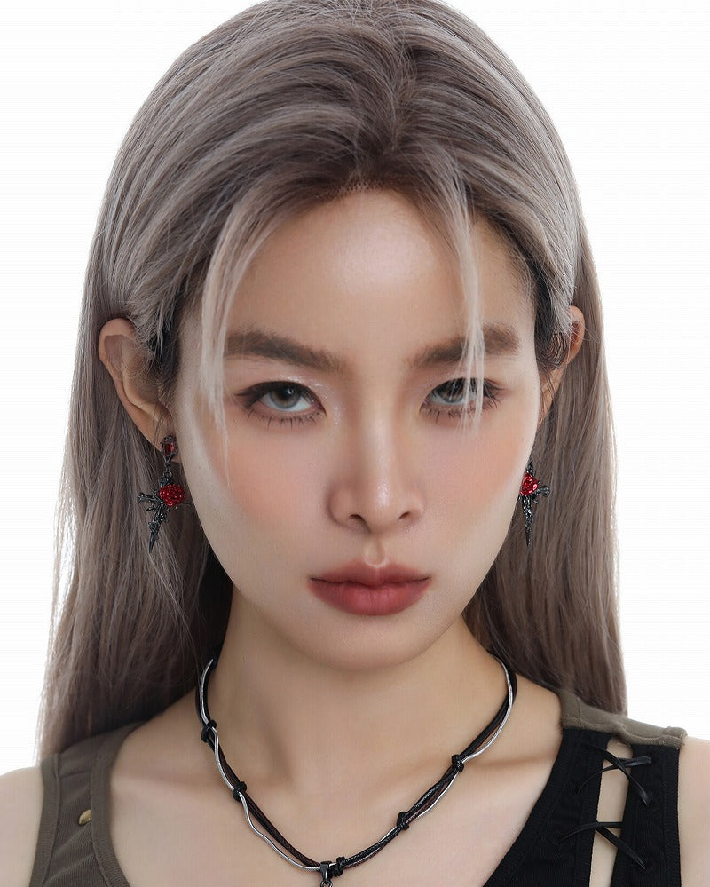 Rose Thorn Cross Earrings 01