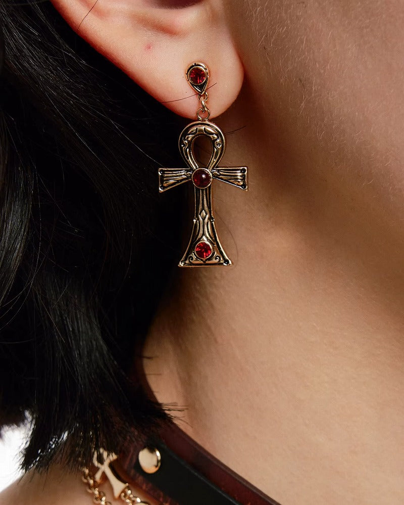 Key of Life Cross Earrings