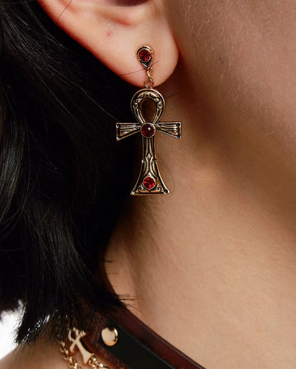 Key of Life Cross Earrings