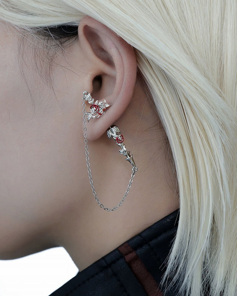 Skeleton Dark Rose Earrings 01