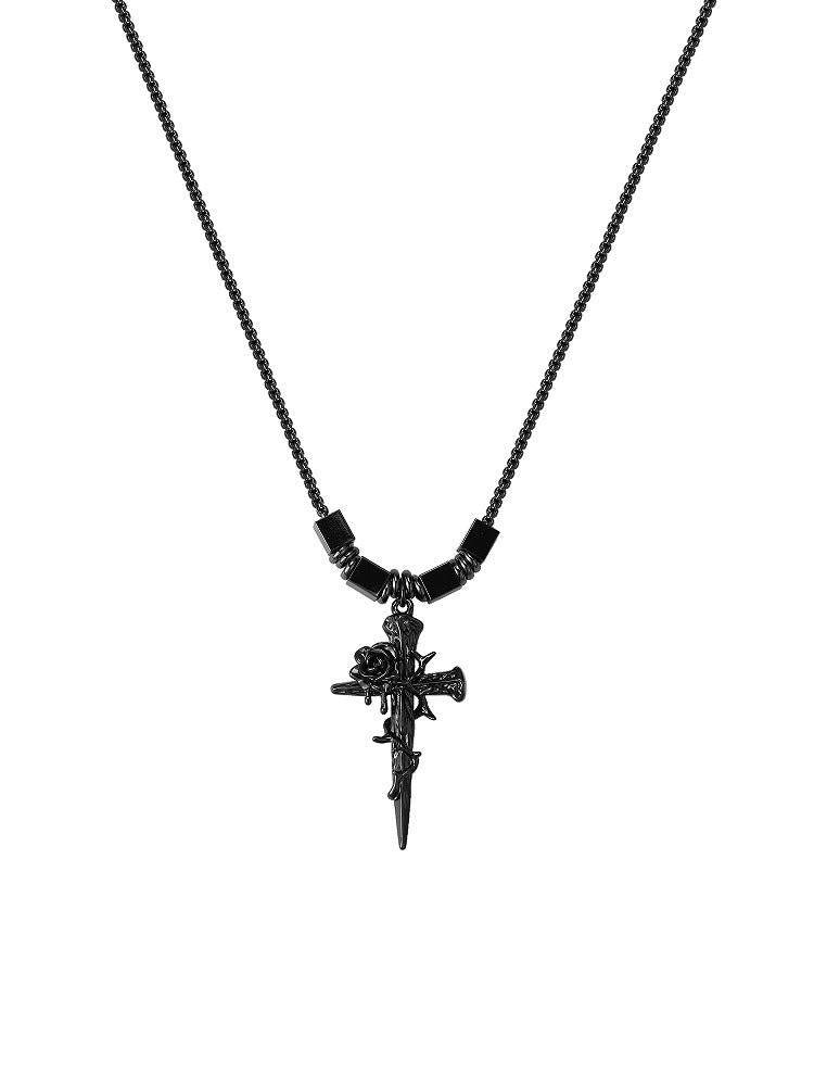 Rose Thorn Cross Necklace