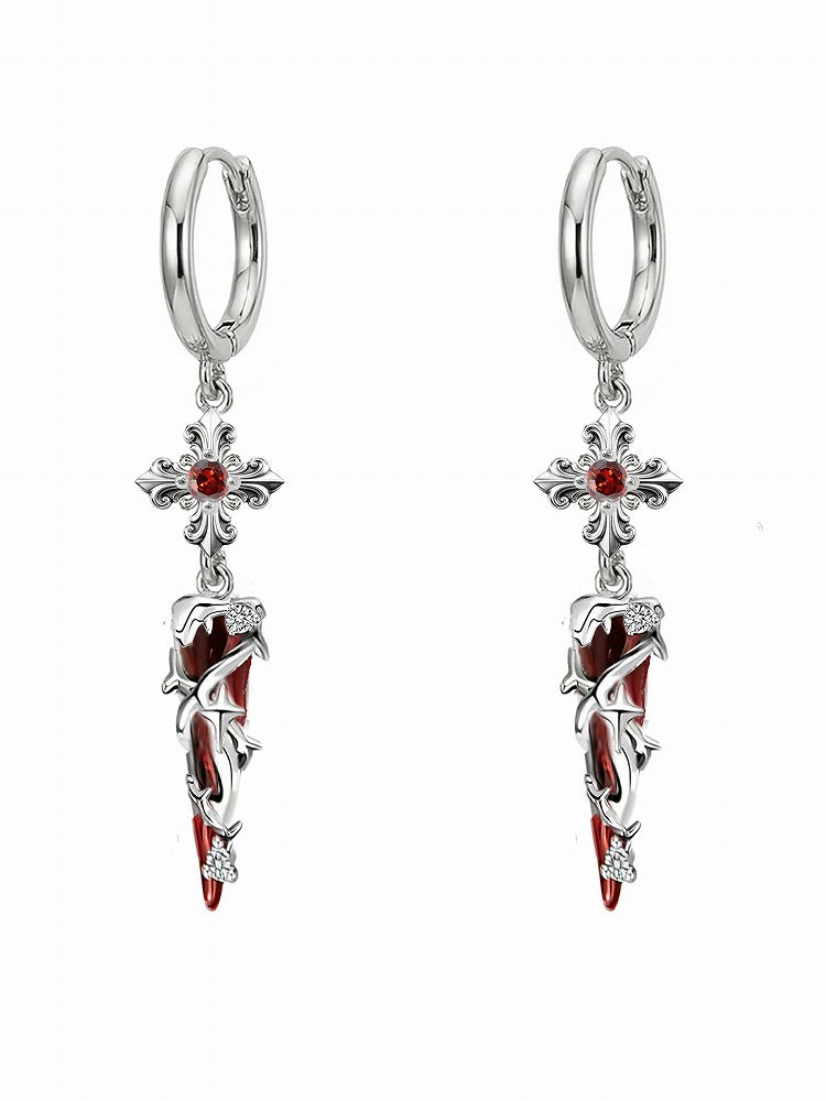 Basic Cross Iris & Thorn Earrings