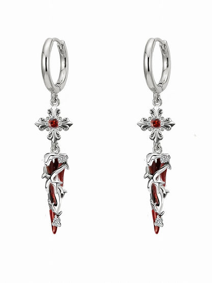 Basic Cross Iris & Thorn Earrings