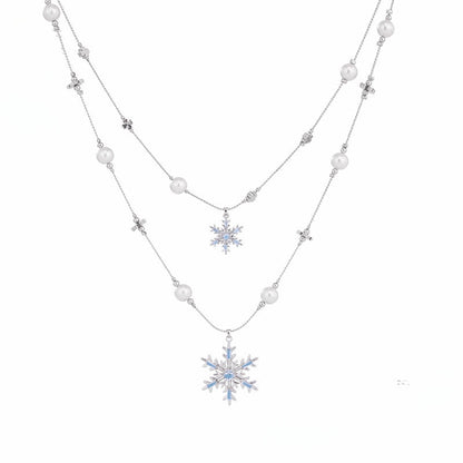 Snowflake Layer Pearl Necklace